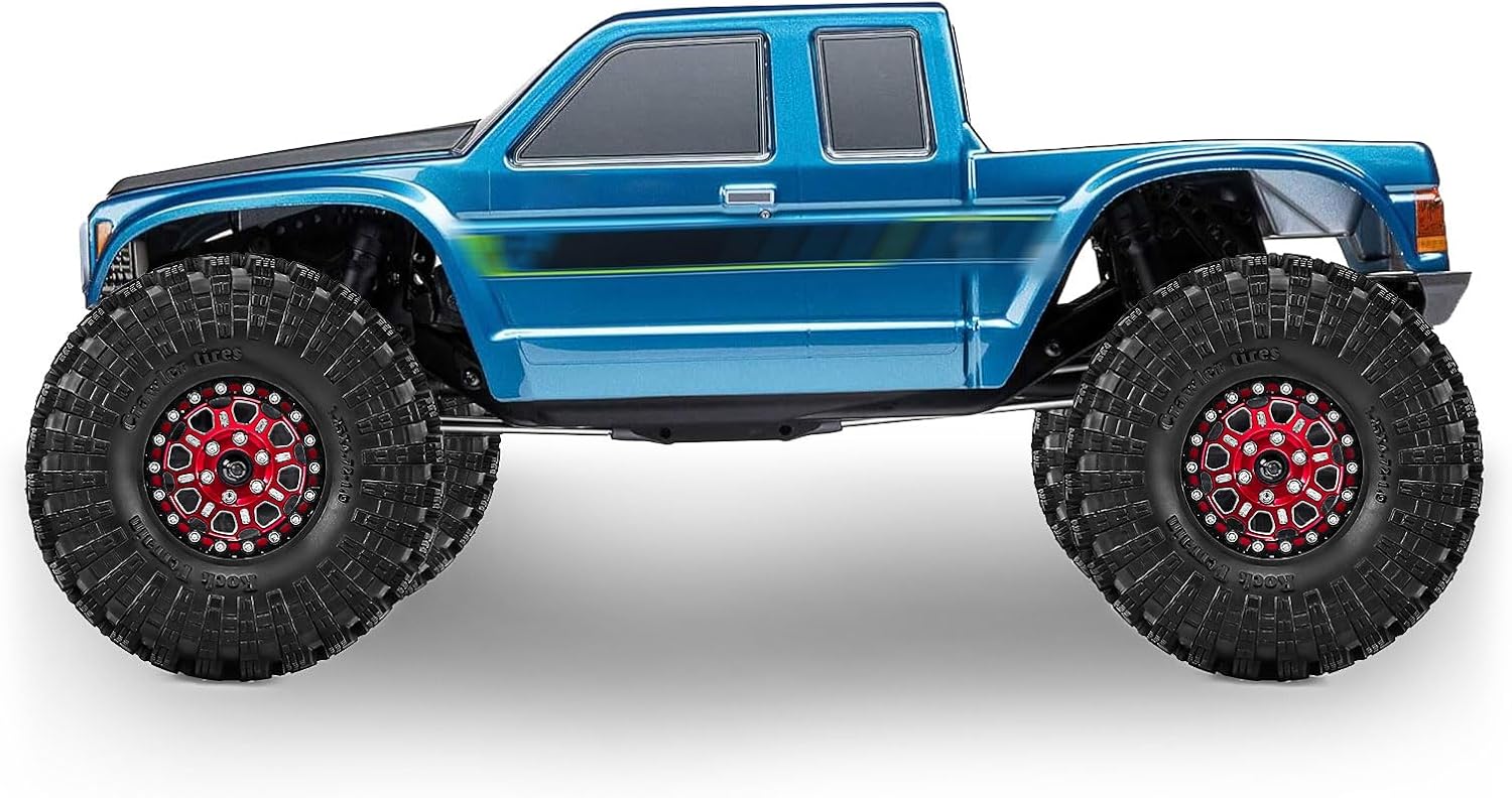 1.9" Beadlock Wheels and Tires 120mm (4.72in) for TRX4 SCX10 1/10 RC Crawler Upgrade Parts (Red-2, 4Pcs)