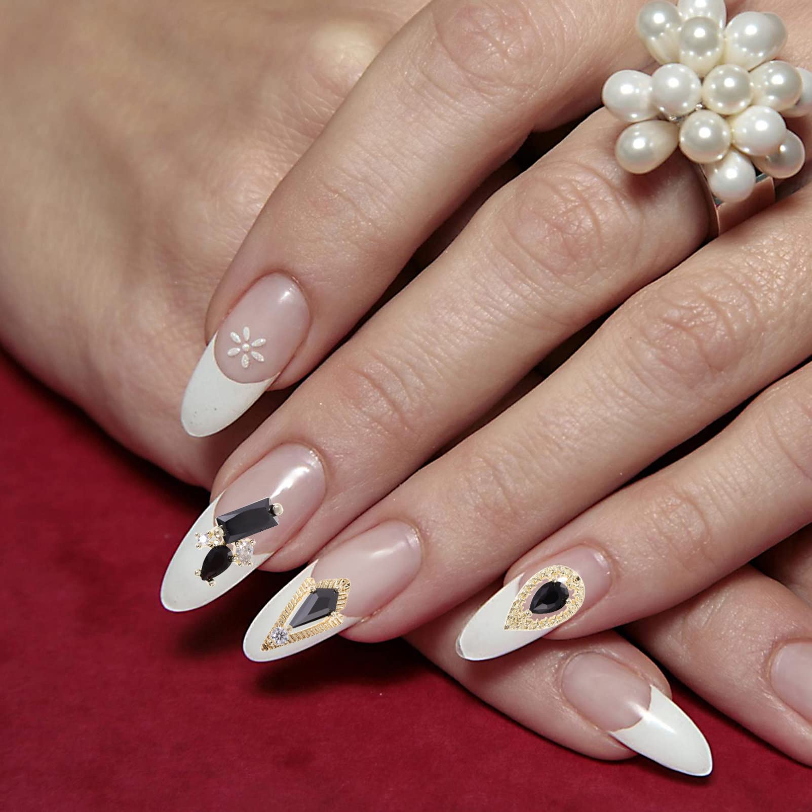 2 Set Charm Per Nail Art Zirconi Decorazioni Per Unghie Piatte Stile Casual Per Manicure Creativa E Progetti Te 8 Pezzi * 2