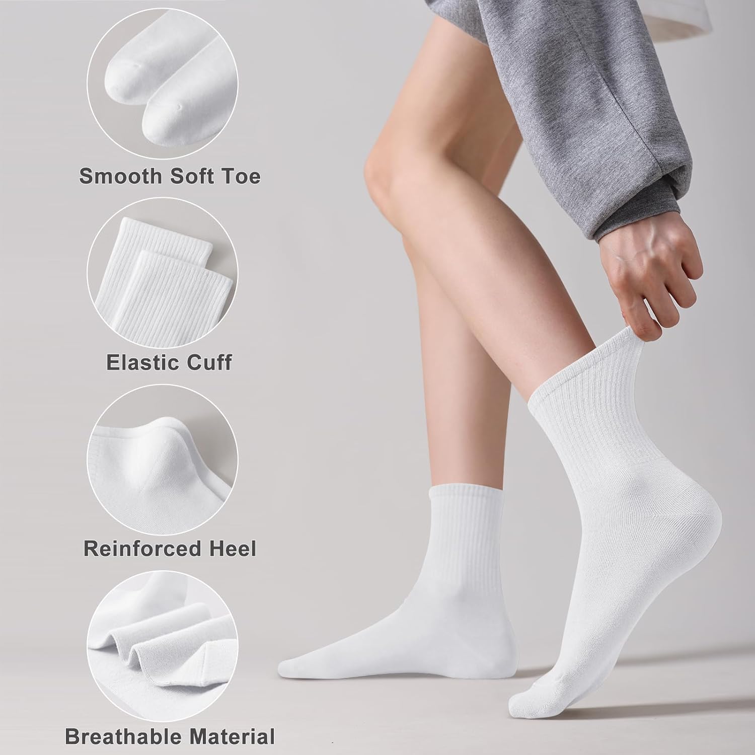 Womens Crew Socks Casual Calf Socks Cute Soft Above Ankle Sock 6 Pairs Size 5-10 - Image 3