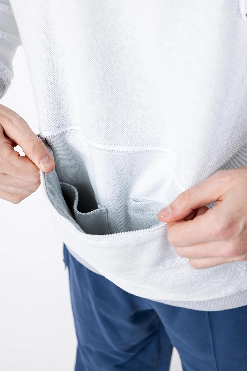 Spoonie Threads Heather Gray Triple Zip Crewneck Sweatshirt - Image 4