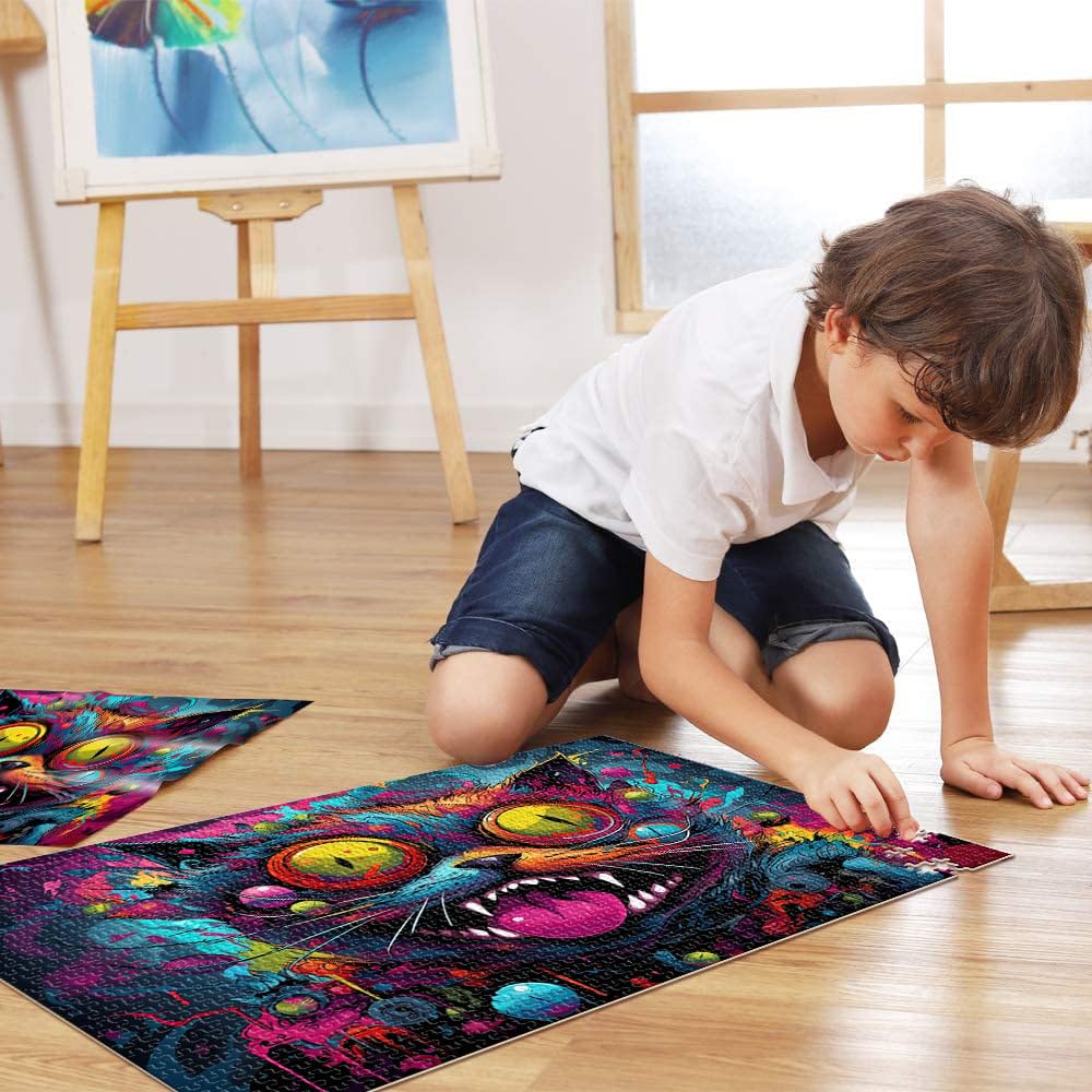 27.56" x 39.37" Rompecabezas para adultos, juego de gatos, juguetes para la familia, regalo para juegos, antiestrés, desafío difícil, 2000 piezas