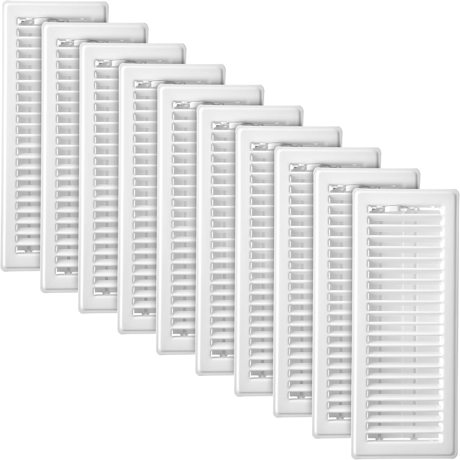 Imperial RG0267 4 x 12-Inch Louvered Floor Register, White, 10 Pack