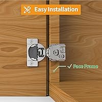 Vista 22 de Chibery 50 Pack 1-5/16" Overlay 3D Soft Close Concealed Hinge for Face Frame Door, Smooth Slow Self Closing Hinges, Satin Nickel, Hidden 105° Open