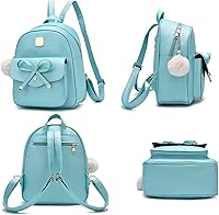 Vista 2 de Mochila de piel para niñas, estilo Bowknot, 3 piezas de mochila, bolso y monedero a la moda, para mujer
