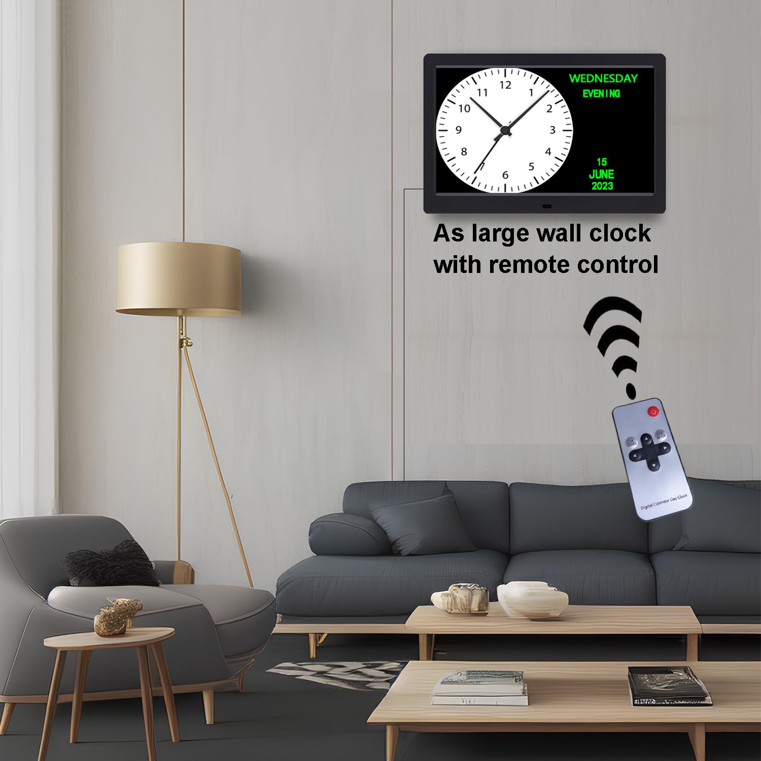 Reloj digital DST con fecha y día de la semana para ancianos-12 alarmas, recordatorio de medicamentos, demencia, Alzheimer, calendario con pantalla extragrande (10.1 pulgadas, negro) 5