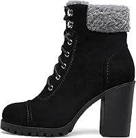 Vista 2 de DREAM PAIRS Botas con cordones para mujer, tacón alto grueso, botines