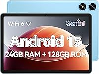 FrameFlow 10.1 Inch Android 15 Tablet: Octa-Core, 24GB RAM, 128GB ROM +1TB Expandable, WiFi 6, 8H Battery, GPS (Blue)