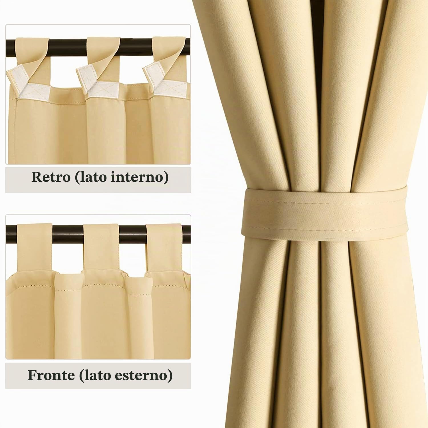 Tende Per Gazebo Esterno Impermeabile, Antivento, Antipolvere e Resistente Ai Raggi UV, 132x215 cm, Per Pergolati E Finestre (Beige x1 Pezzo)