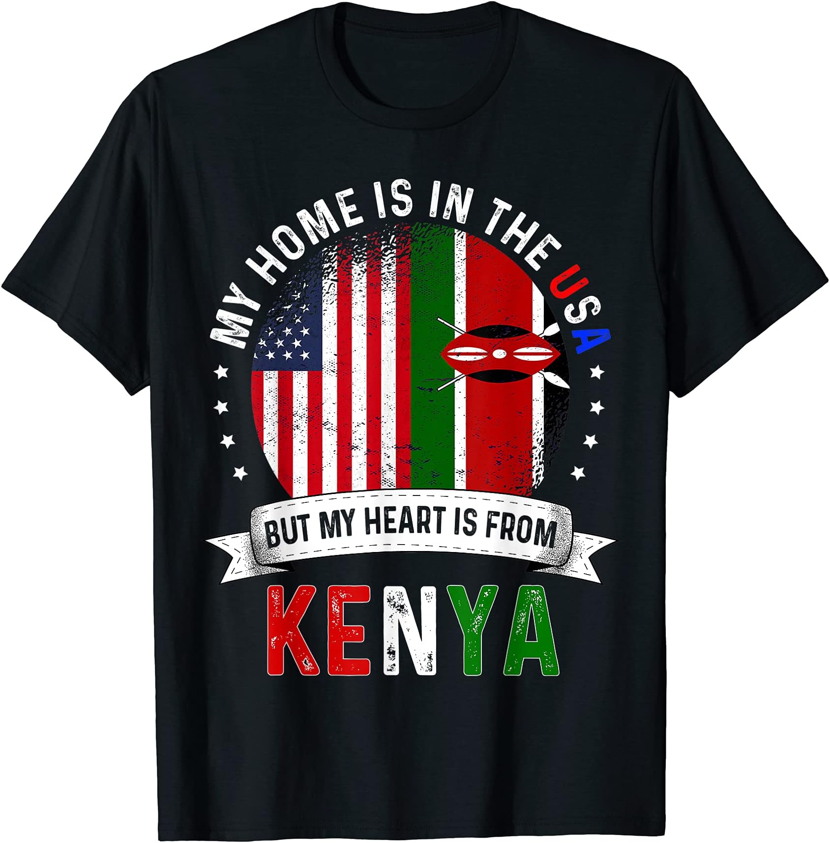 kenyan American Flag kenyan Roots USA Citizenkenyan American Patriot Heart is from kenya Flag T-ShirtOEKO-TEX STANDARD 100