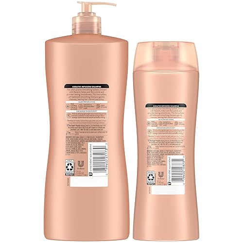 Miniatura 8 de Suave Champú suavizante de infusión de queratina de 2 tamaños, limpiador diario suave para cabello suave y manejable, control del encrespamiento 48H