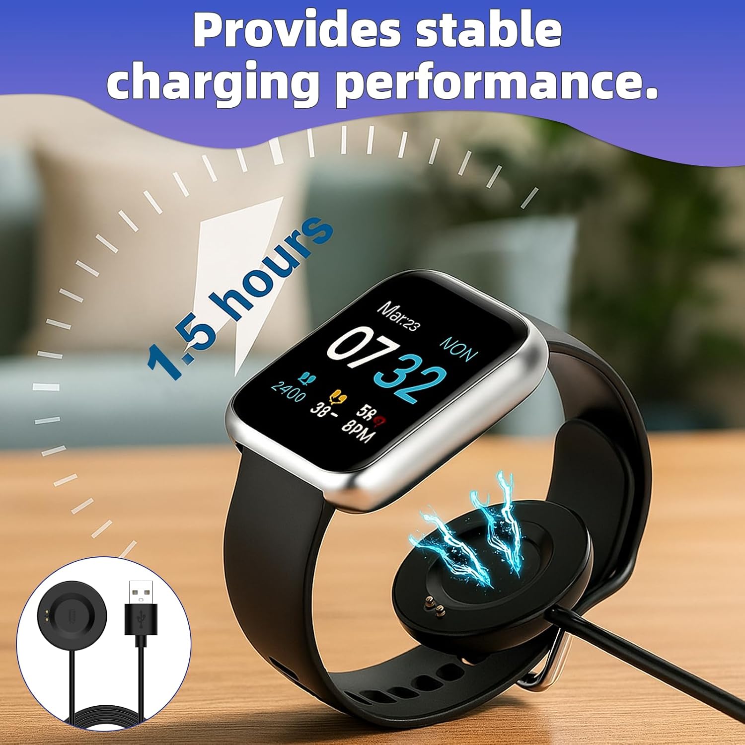 Smartwatch Charger Compatible with iTouch Air 3 and 4、iTouch Sport 3、iTouch Explorer 3、iTouch Air SE – Magnetic USB Fast Charging Cable Dock for Smart Watches, 3.3ft/1m Cord