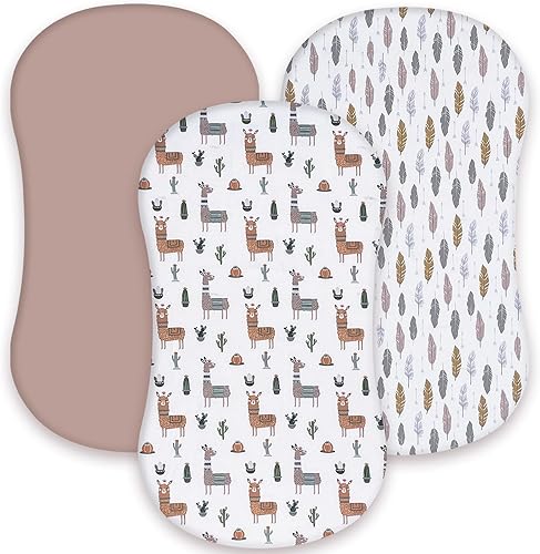 AMROSE Paquete de 3 sábanas suaves y celestiales para cuna para bebé, 28 x 52 pulgadas, sábanas ajustables para cuna y colchón de niño pequeño,