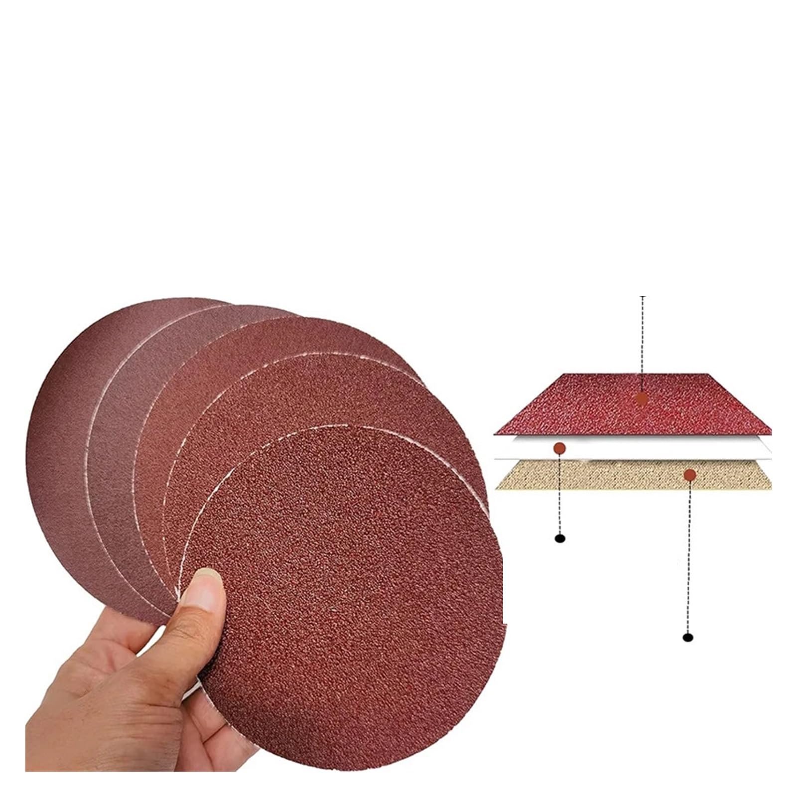 Disco de lijado papel lija, 120 Uds./7 pulgadas, 180,0mm, herramientas pulidas Metal for carpintería, disco Orbital Para Lijadora(Red-p1500)