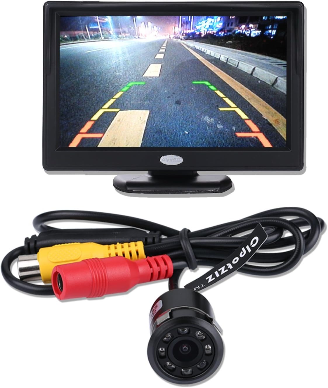 Backup Camera and Monitor Kit for Car, CIpotZIZ 5" inch High Definition HD 800(RGB) x480 TFT LCD Monitor +Universal Weatherproof HD 8 LED IR Night Vision Car Rearview Backup Reverse Camera (Black)