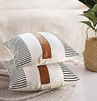 Vista 7 de JASEN Juego de 2 fundas de almohada estilo granja de piel sintética marrón, fundas decorativas modernas para sofá, dormitorio, sala de estar