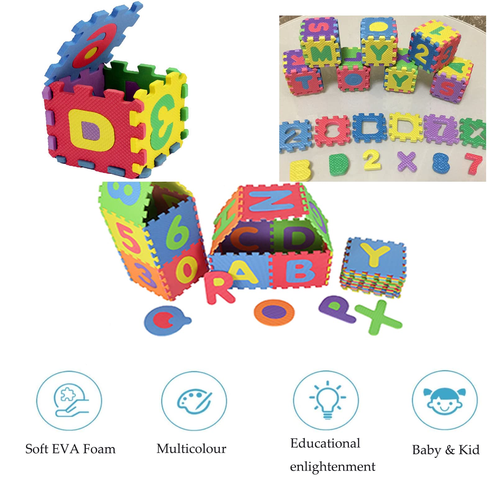 Tappeto Puzzle per Bambini,36 Pezzi Puzzle,Tappeto Gioco per Neonato in EVA Antiscivolo Non Tossico Puzzle con Lettere e Numeri,Certificato CE