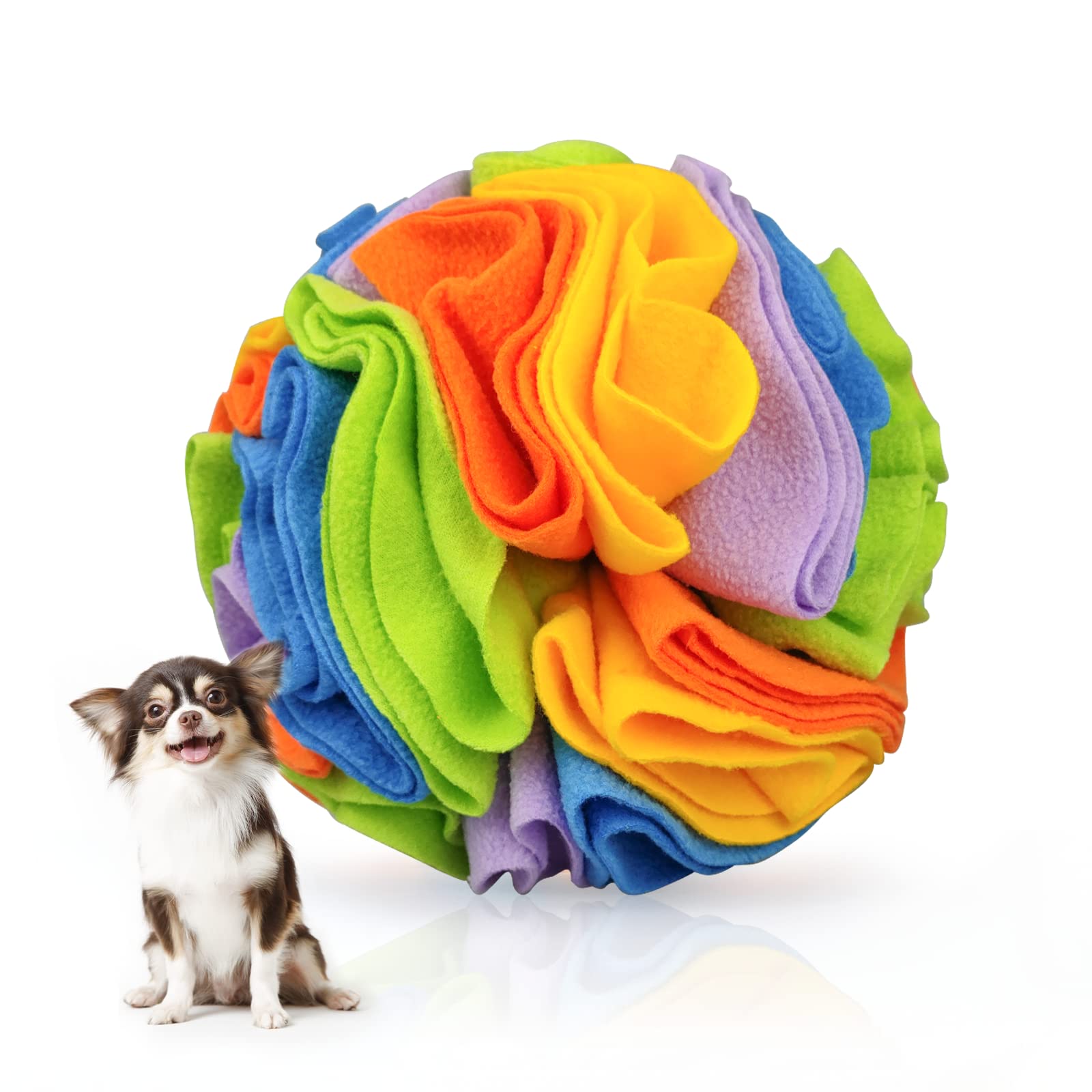 WishLotus 7.87Inch Snuffle Ball for Dogs, Dog Sniffing Training Toy for Boredom, Colorful Dog Snuff Ball Toy for Small Dogs&Breed Encourage Natural