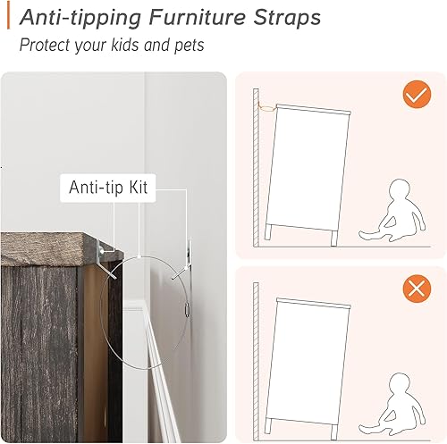 Miniatura 9 de WAMPAT Soporte de TV para TV de más de 65 pulgadas, centro de entretenimiento de medios industriales y de granja con puertas corredizas de malla,