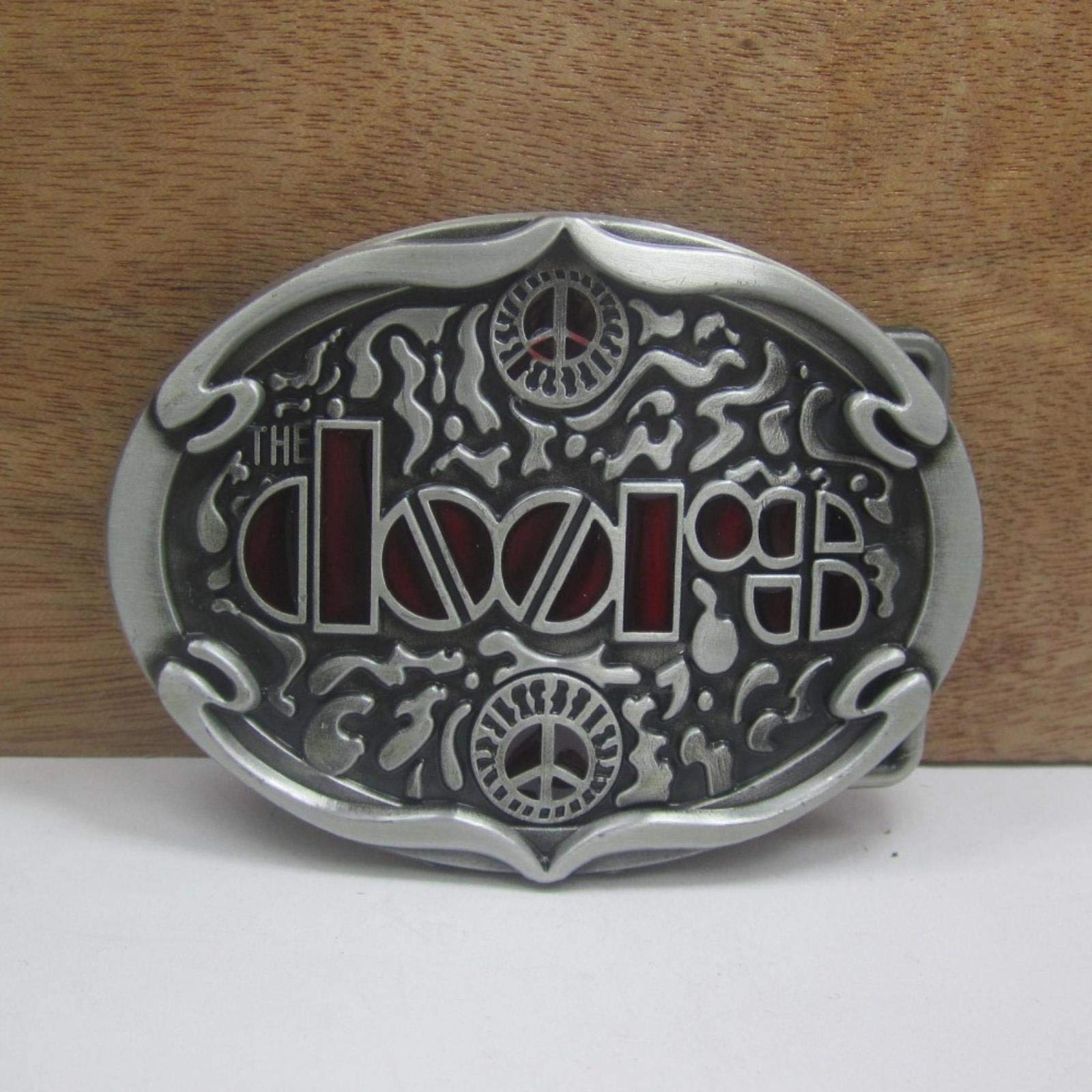 LPOK feature zinc alloy retro DOOR music band gift belt buckle pewter finish 02620 for men 4cm width loop-default,a
