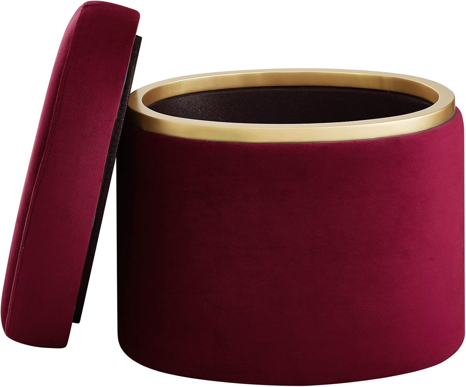  Brand – Rivet Asher Round Upholstered Storage Ottoman, 15.75"W, Light Grey : Home & Kitchen