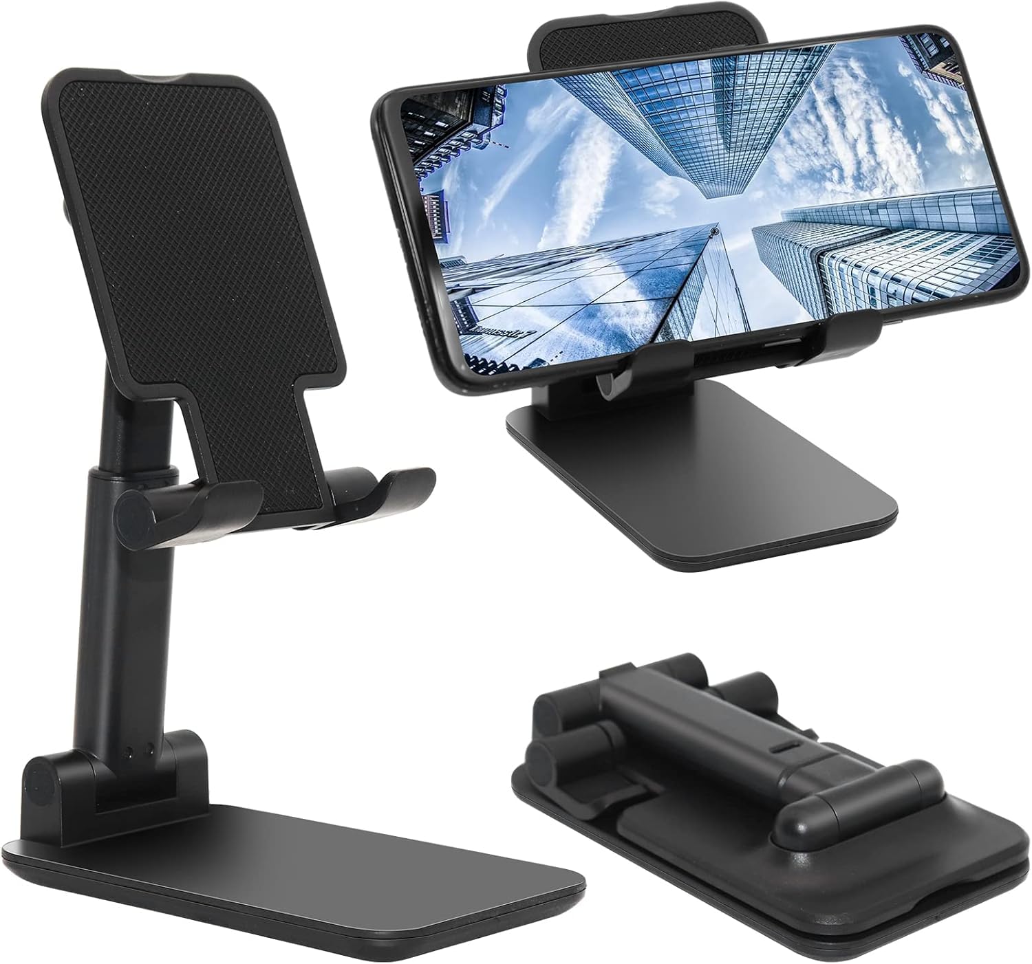 coku Mobile Stand for Desk, Height Adjustable & Foldable Phone Stand Holder for Home, Study, Table & Desktop Compatible with 4 to 10 Inch Smarphones & Tablets Devices (Black)-image-28