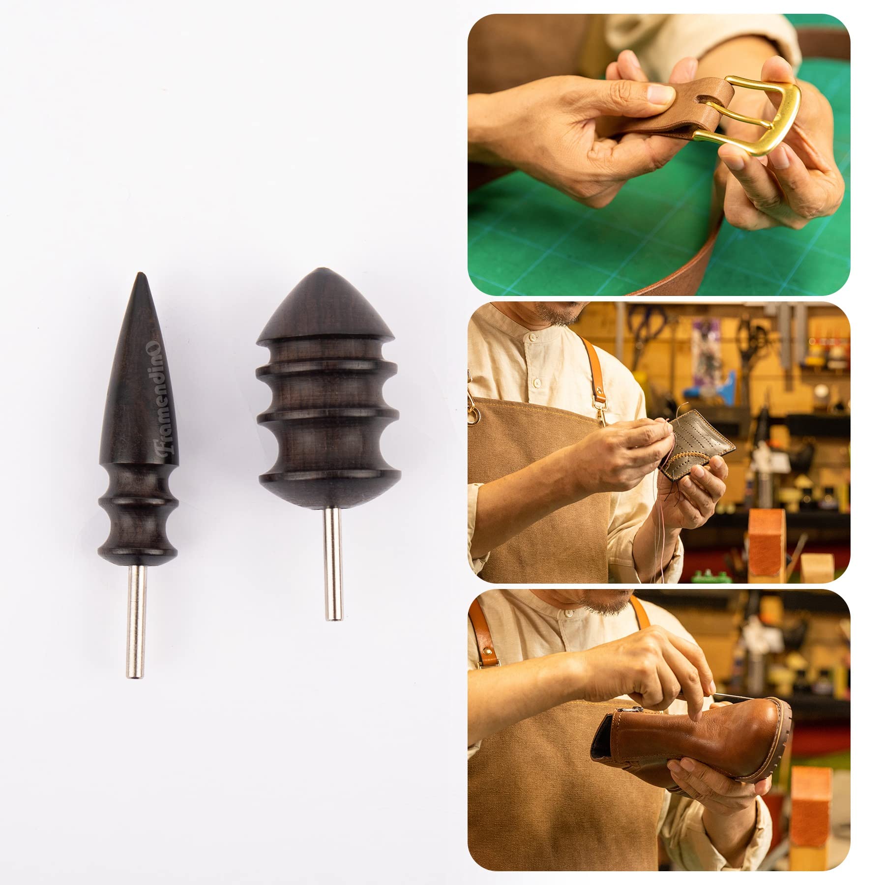 Kit De Brunissage Cuir Homoyoyo – 2 Outils En Bois & Fer – Pour Finition Bords Cuir Artisanat