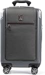 Travelpro Platinum Elite Roue extensible côté rigide TSA Serrure de coque dure en polycarbonate Valise, Noir Ombre, Compact continuer avec la poche d'ordinateur portable 20-Inch