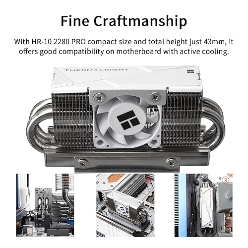 Miniatura 10 de Thermalright HR10 2280 PRO - Disipador de calor SSD negro, disipador de calor de doble cara, con ventilador PWM pequeño y de alta velocidad,