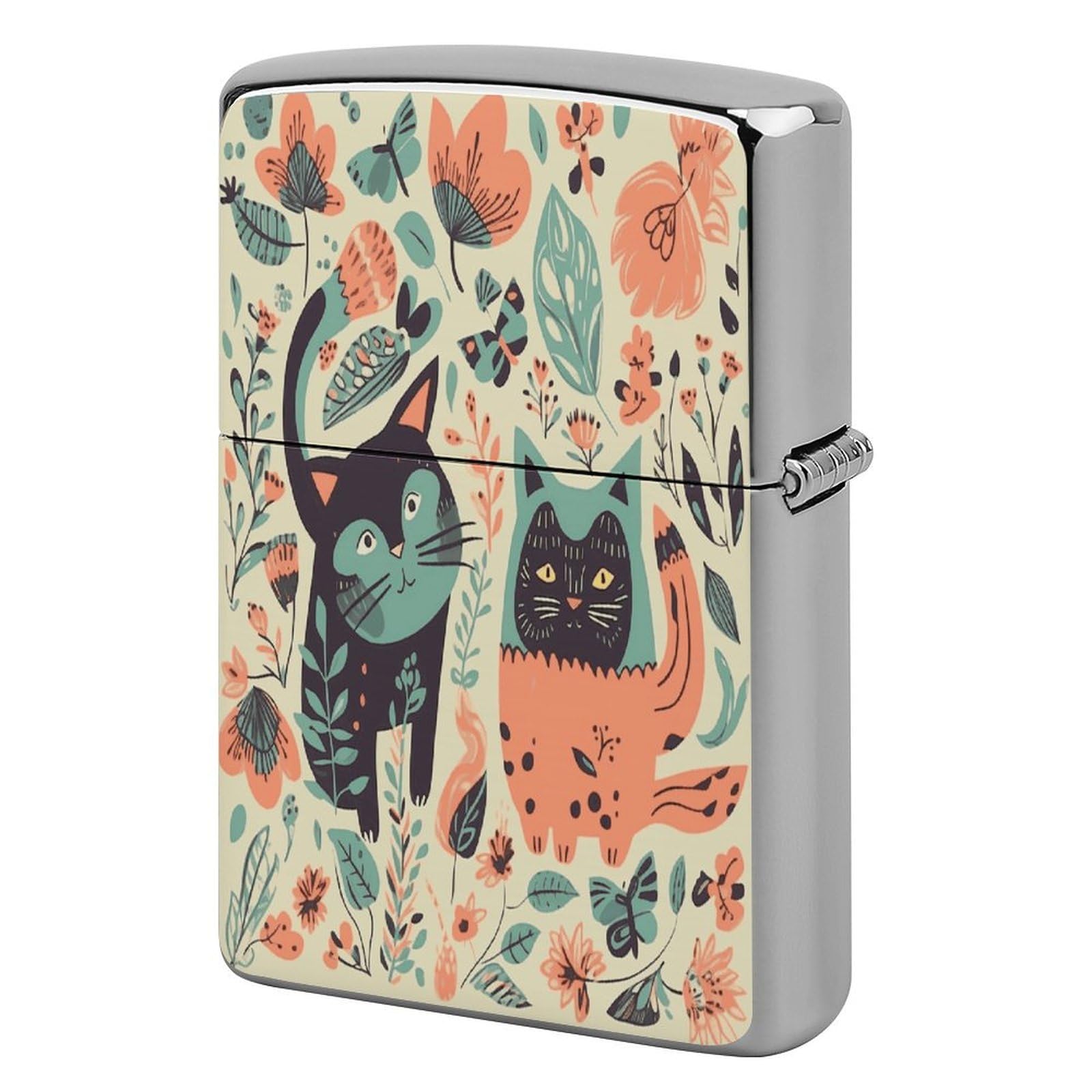 Fekiloot Style Funny Cats Birds And Flowers Lighter Case Cover Lighter Holder