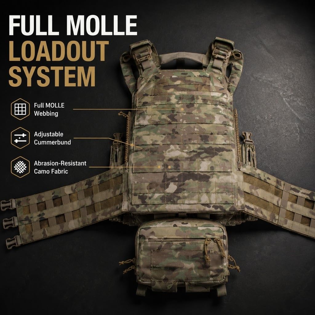 Kamizelka Taktyczna Camo Quick-Release Zestaw Nośników Płyt Molle Lekka Płyta Kompatybilna Z Płytą 10x12 Cali