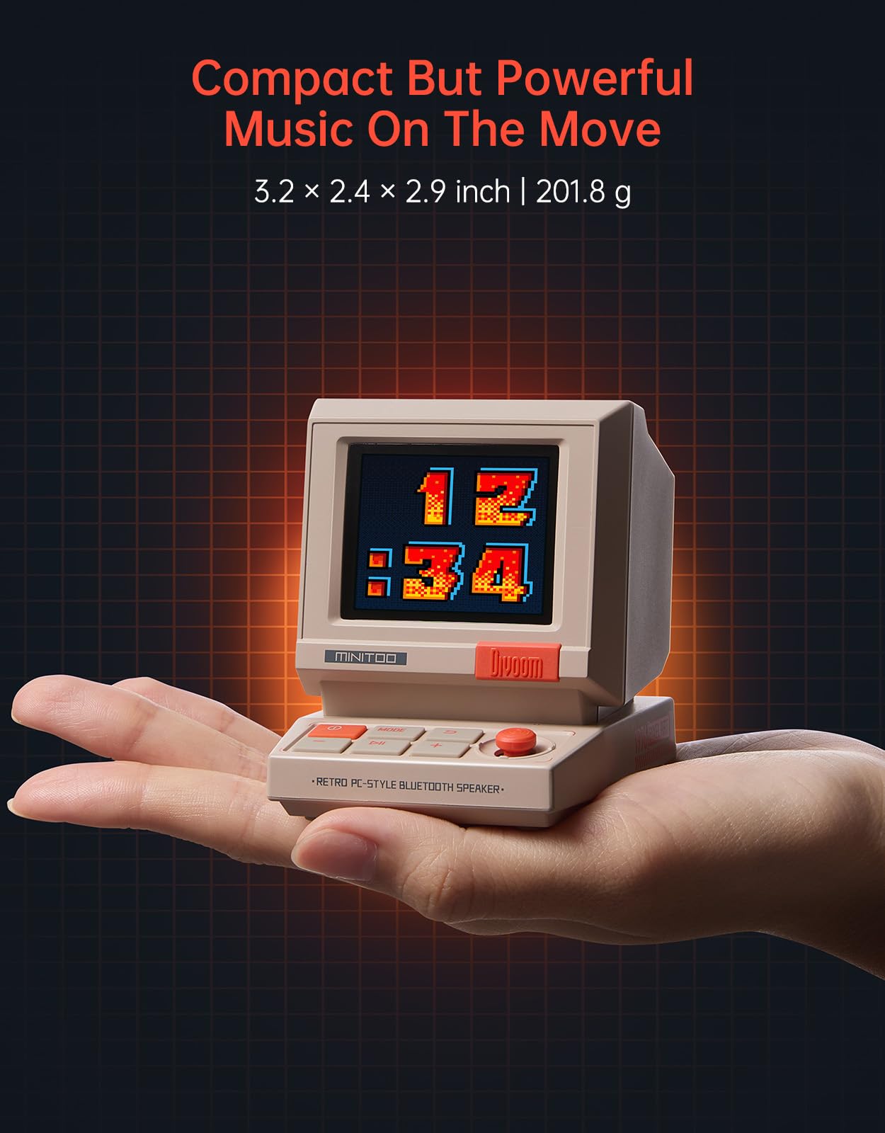Divoom MiniToo Retro PC-Style Computer Speaker, Pixel Screen with DIY Faces view 7