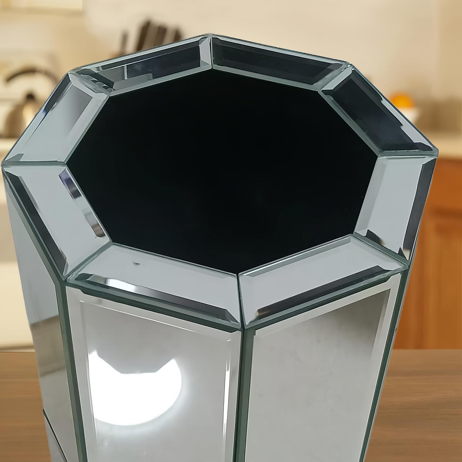 28" Tall Floor Vase, Mirror Silver Large Flower Vases for Home Decor, Mirrored Glass Decorative Modern Vase for Living Room,Office,Centerpiece (Silver Octagon:7.1''L X 7.1''W X 28''H)