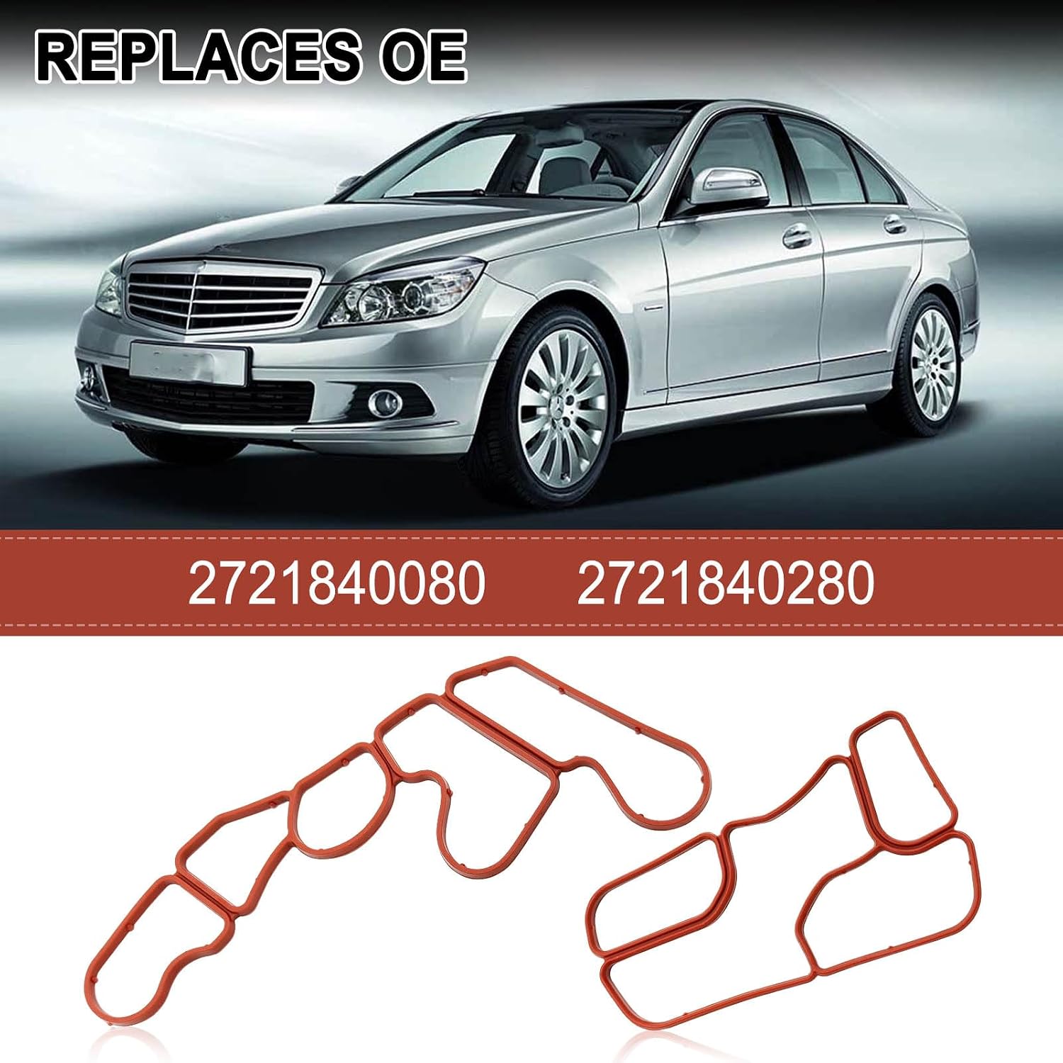 Engine Oil Filter Housing Gasket Set Compatible with Benz C300 3.0L V6 2006-2011, CLS550 2007-2010, CLK550 2007-2009, C280 3.0L V6 2006-2007 etc, Replace OE Number 2721840280, 2721840080