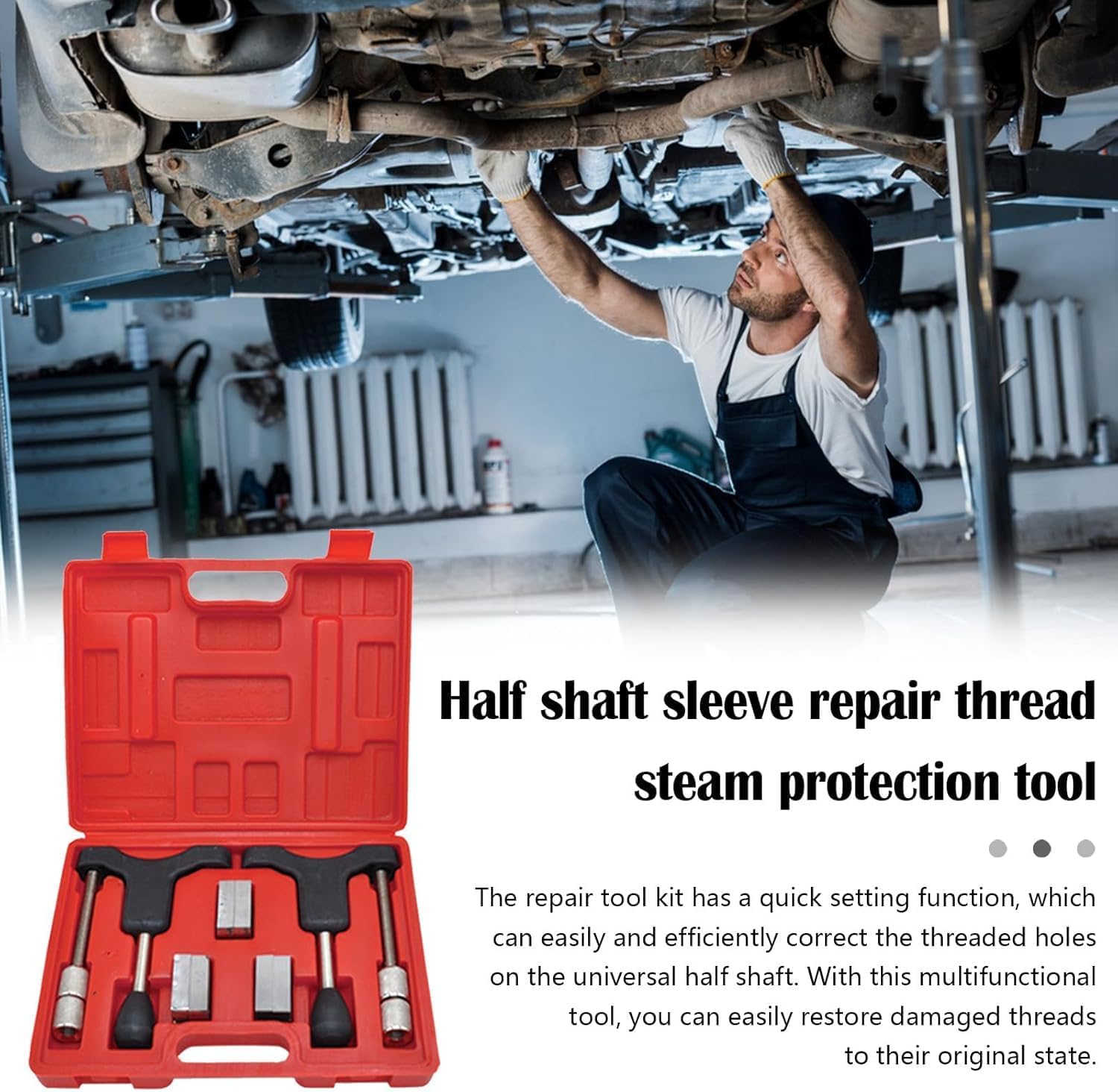 Zestaw do naprawy gwintu do tulei półwału, narzędzie do szybkiej regulacji do naprawy gwintów zewnętrznych śrub, zakres regulacji 30-110 mm, uniwersalna renowacja tulei półosiowej