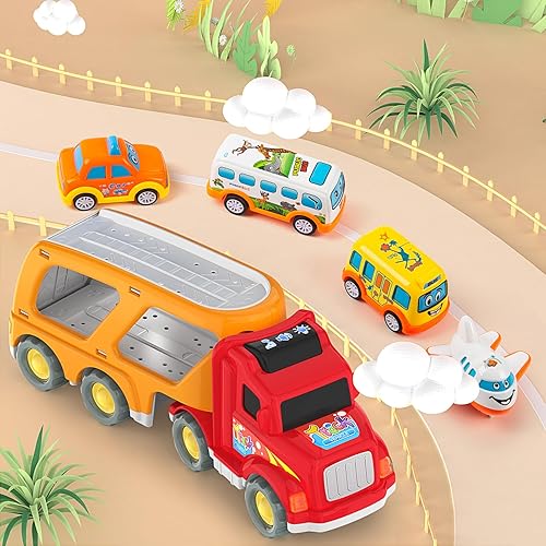 Miniatura 7 de Veslier Vehículos de transporte urbano 5 en 1 para niños y niñas de 1 a 3 años, 5 en 1, vehículos urbanos de transporte, autos de juguete para niños
