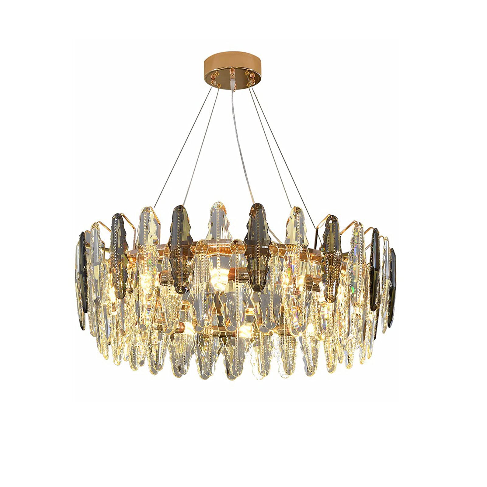 Moderne halbbündige Kristall-Deckenleuchte mit 8 Lichtern, K9-Kristall-Deckenleuchte, Deckennahe Leuchte für Esszimmer, Wohnzimmer, Schlafzimmer-Gold 60x25cm