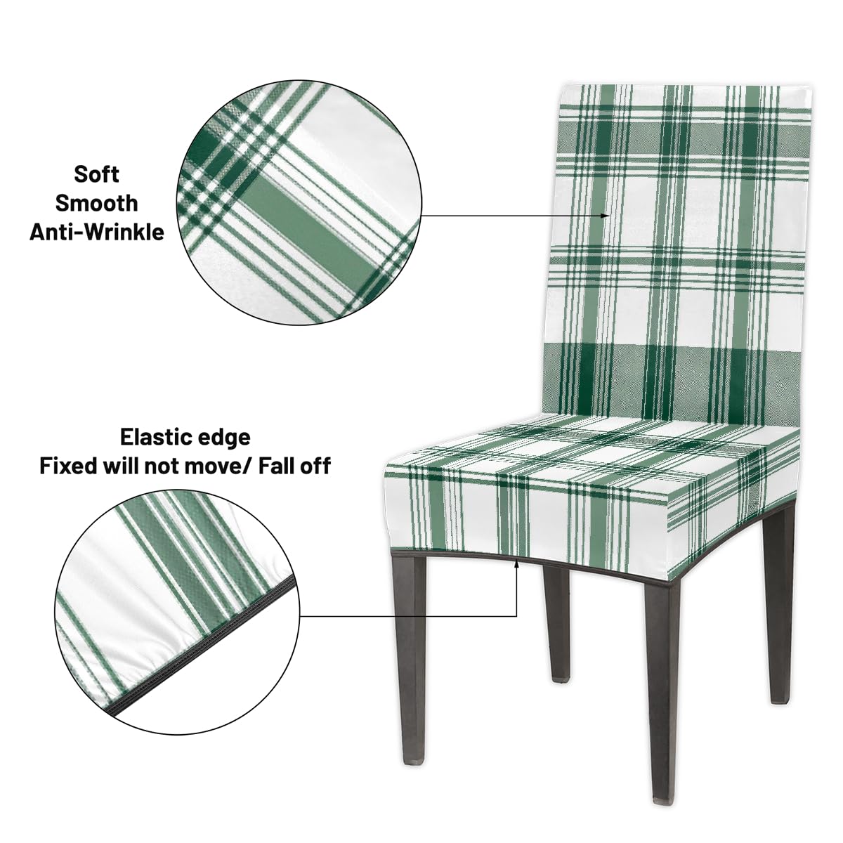 Mexpekil Set di 4 coprisedia elasticizzati per sedie da pranzo, lavabili, per cucina, matrimoni, feste, colore: bianco e verde