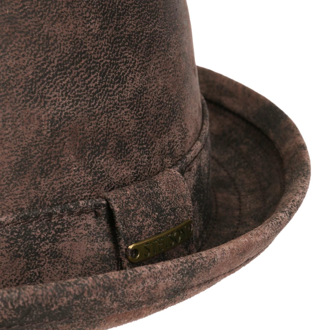 Stetson Pennsylvania Pork Pie Cappello in Pelle Suina Uomo Foderato Fedora Used Look Estate Inverno