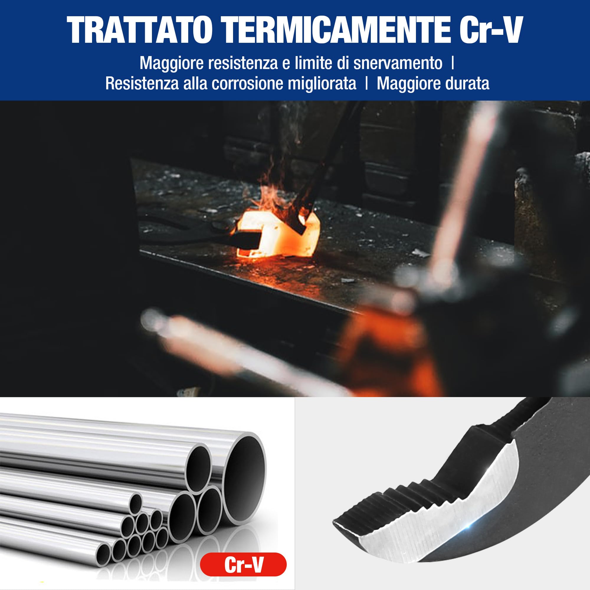 WORKPRO Pinze Regolabili per Tubi e Dadi 250mm, Pinza a Pappagallo a Regolazione Rapida, con Comoda Impugnatura