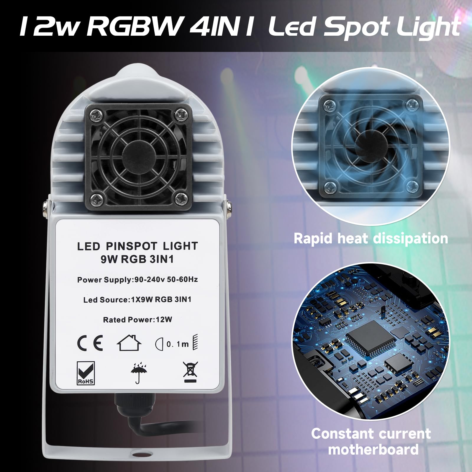 WECAN Disco Ball Spotlight,Mini Led RGB Mirror Ball Pin Light - Image 4
