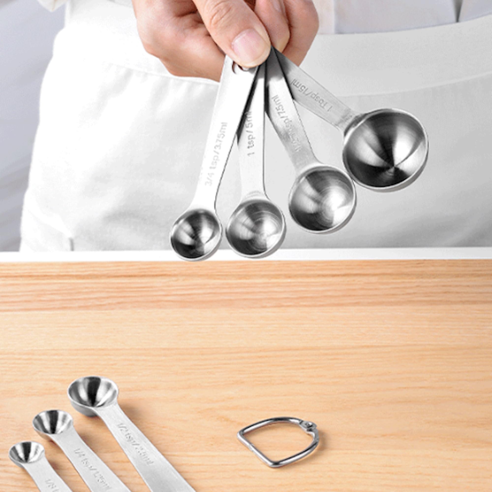 Set di 7 cucchiai dosatori, in acciaio inox resistente di alta
