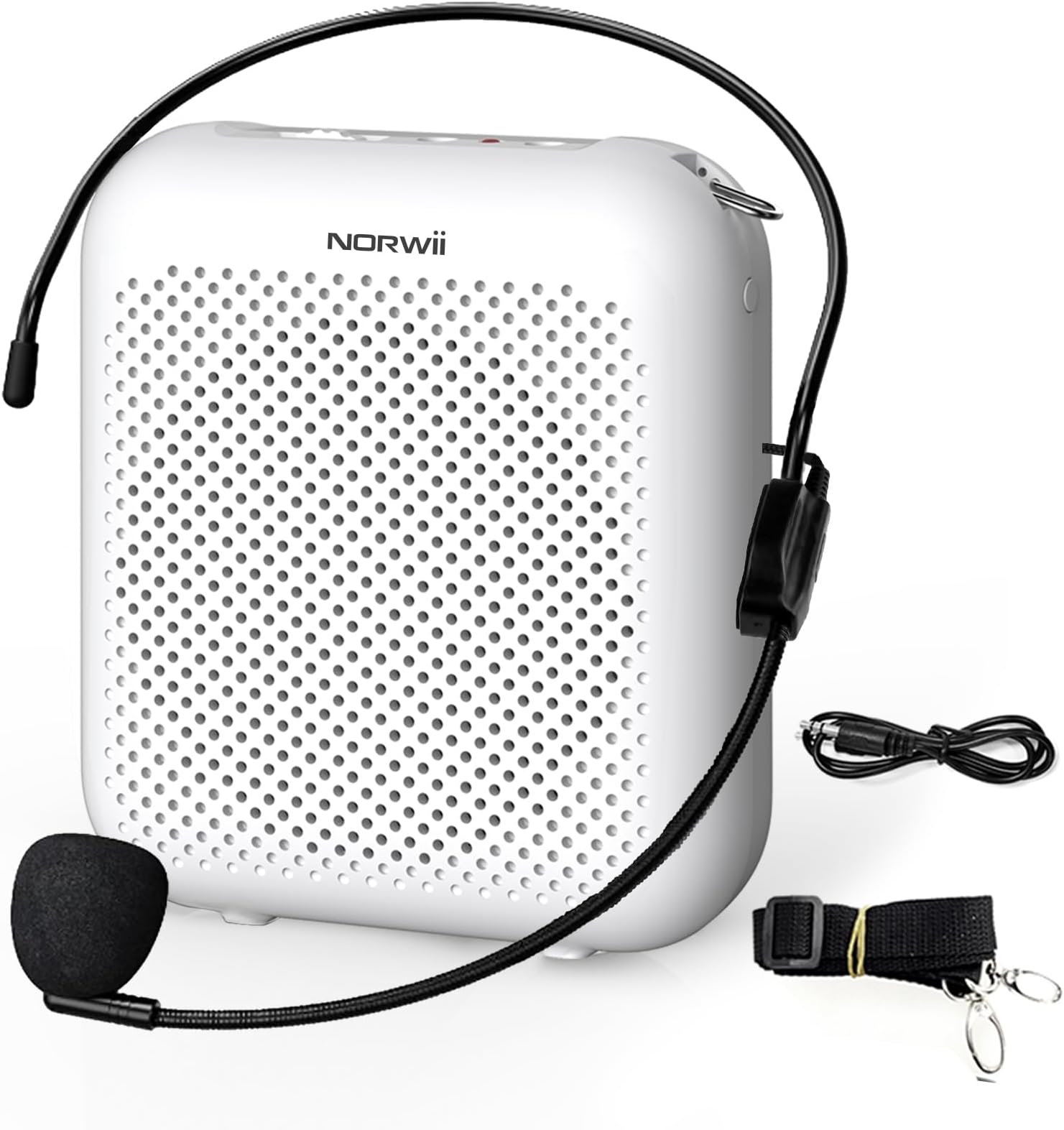 Norwii Bluetooth Voice Amplifier, Power Amplifiers, Portable Mini Wired Microphone Headset for Teacher Classroom & Outdoor Lectures, Teaching, Tour Guides, USB-C Rechargeable - 4000mAh, White