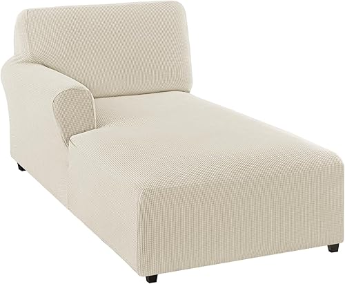 Miniatura 34 de FantasDecor Funda Elástica para Chaise Lounge Funda de Silla de Celosía con Reposabrazos para Sala de Estar Dormitorio Doble Brazo Tela Jacquard Gris