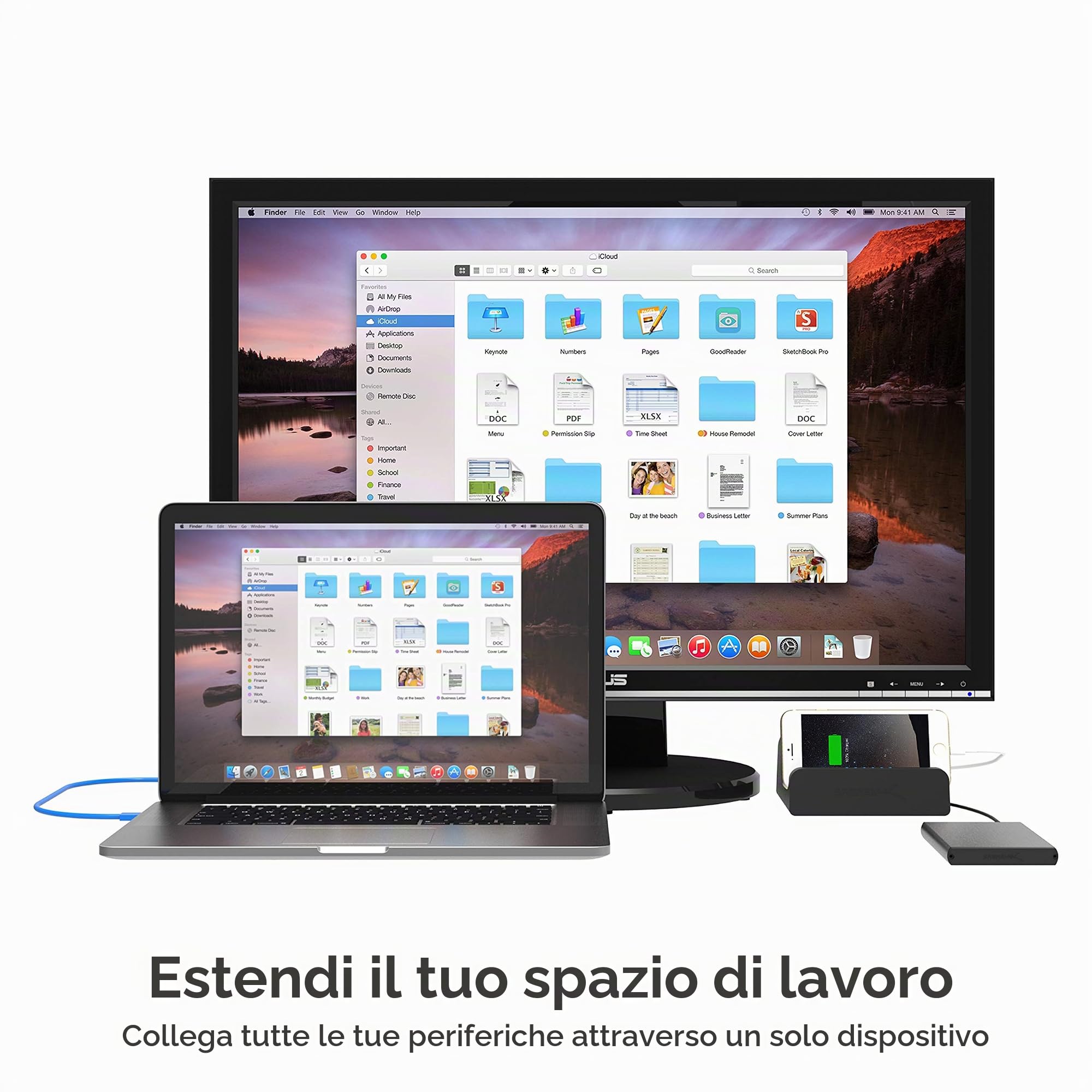 SABRENT Docking Station Universale con Supporto per Tablet e Notebook Supporta PC (DS-RICA)