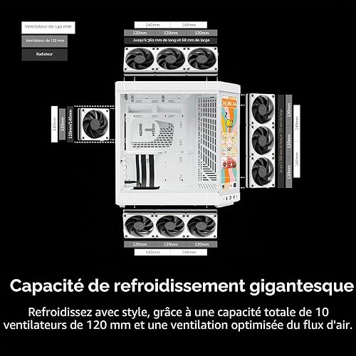 HYTE Y70 Touch Infinite Dual Chamber ATX Mid Tower - Custodia estetica moderna con touchscreen LCD 2,5K integrato, colore: Biancaneve - 7
