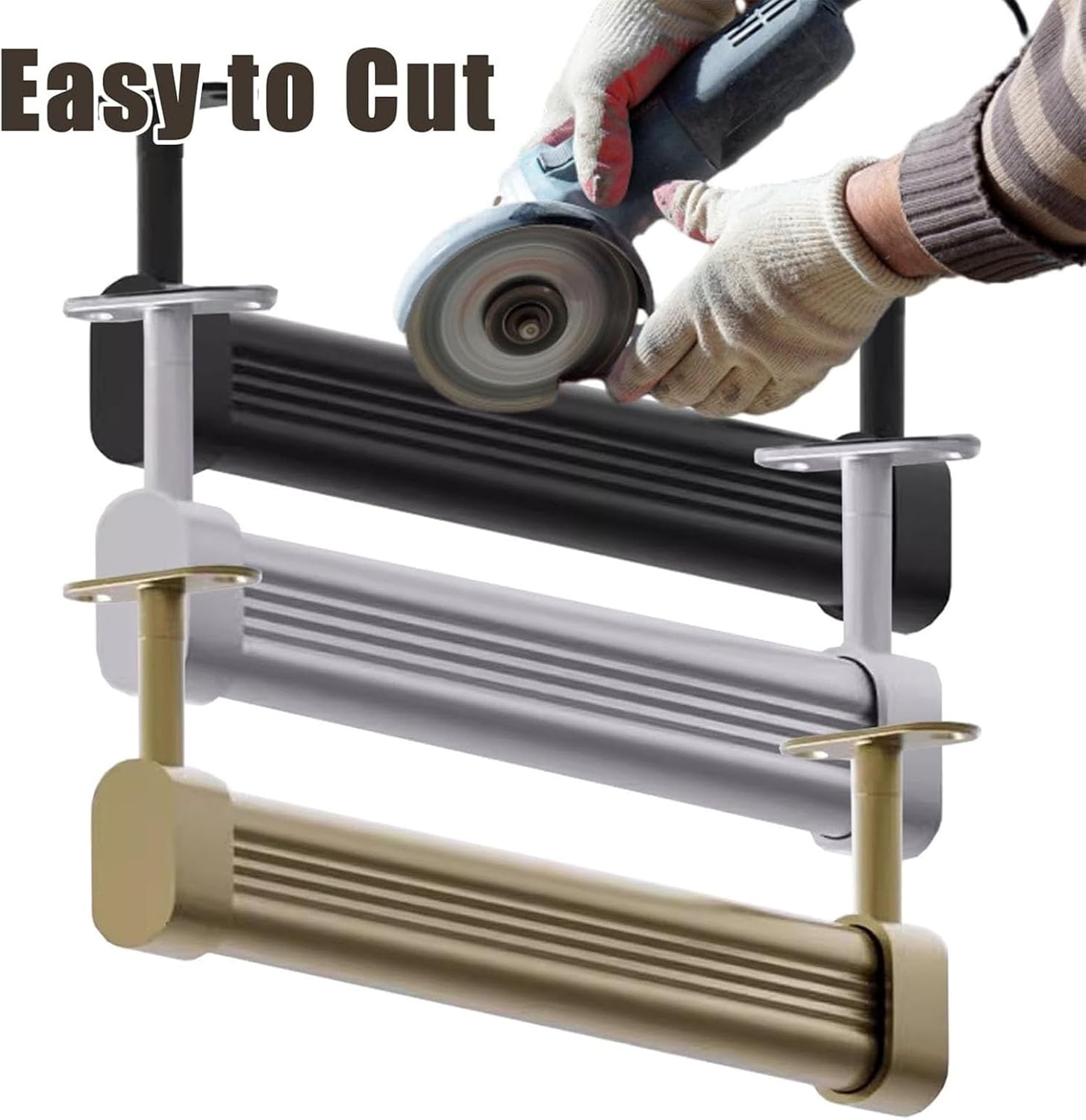2 Pcs Closet Rod Heavy Duty Clothes Hanger Pole Closet Rod Ceiling Mount - Cuttable, Removable Garment Rack Bar with Support Bracket(80cm)