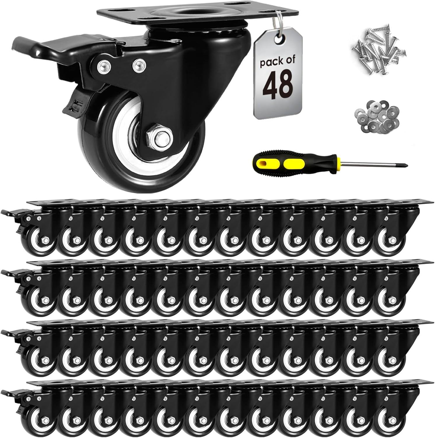 2" Caster Wheels Set of 48 with PU wheels