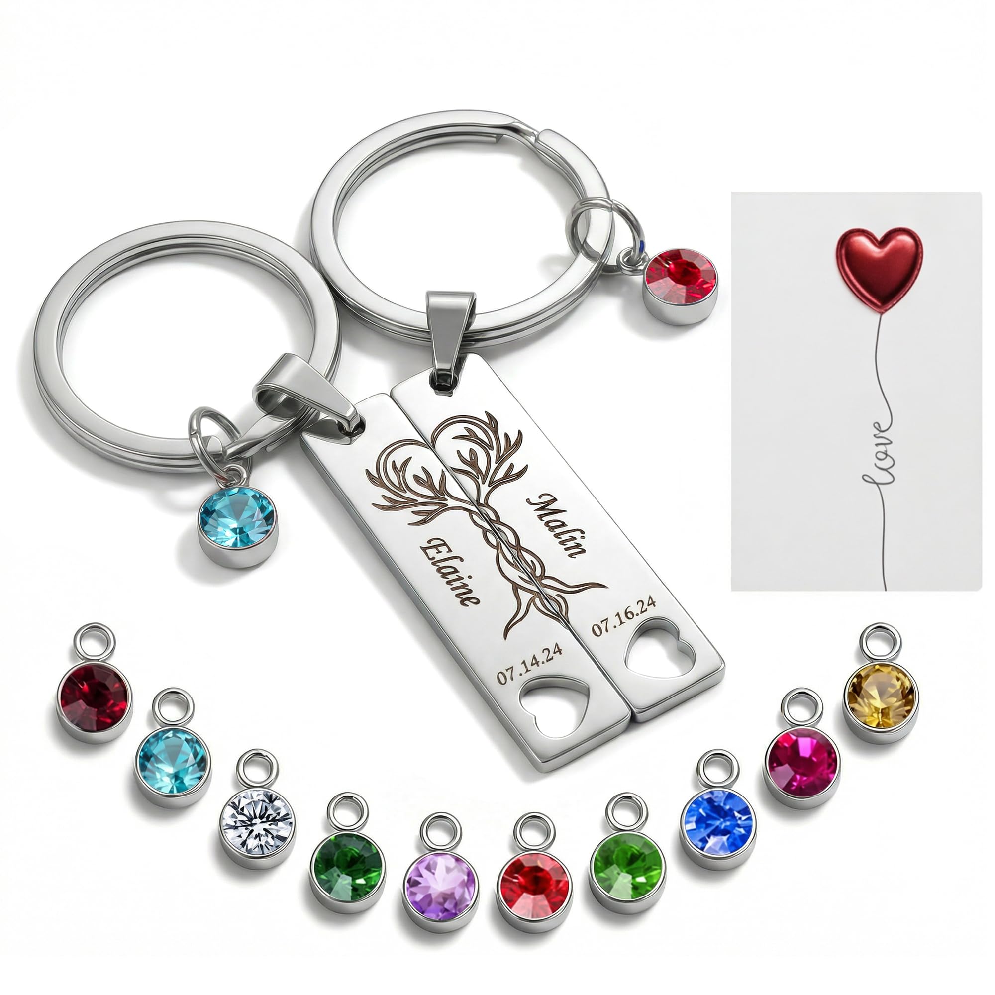 Fanery Sue Couples Keyrings,Valentines Gifts for Boyfriend Girlfriend Custom Keychain with Name/Text Matching Keyrings,Present for Husband Wife Anniversary Birthday Wedding(Silver Hollow Heart)