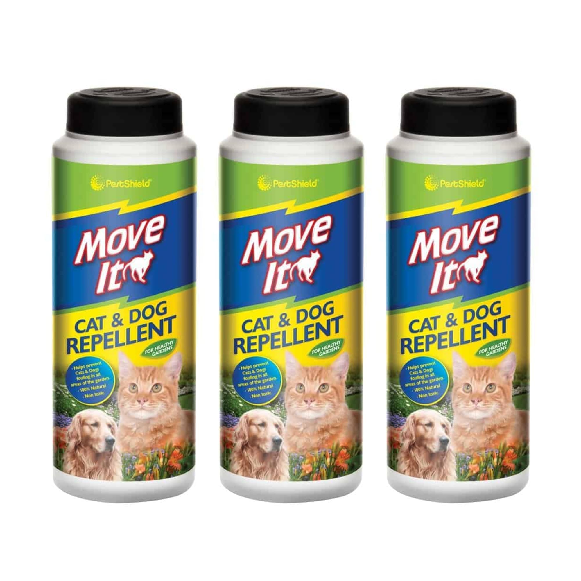 PRICE BEATER Cat & Dog Move-it Powder Repellent, Indoor & Outdoor Pet Deterrent for Clean Gardens, Lawns & Driveways, Pleasant Smell, Safe Pest Control, Prevents Fouling & Marking (Pack of 3)