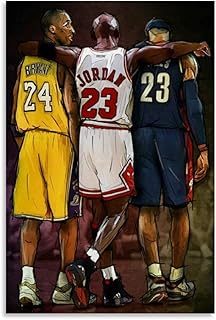 TINGTAI - Stampa artistica su tela e poster da parete, motivo: Lebron James e Michael Jordan e Kobe Bryant, 50 x 75 cm